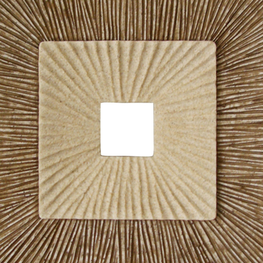 1 X 26 X 26 Brown Concave Square Double Layer Ribbed  Wall Plaque