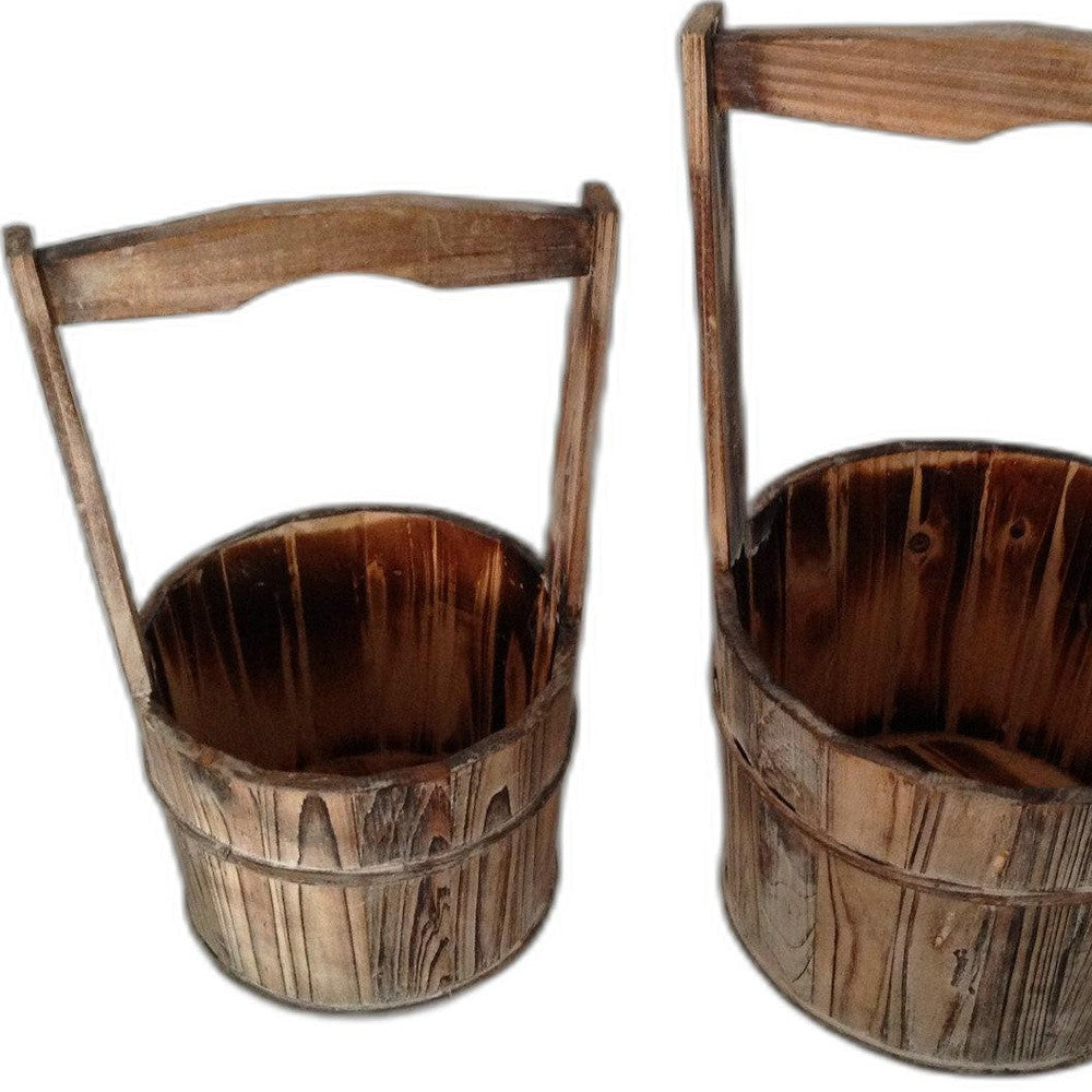 Brown Wood Garden Planter 2 Piece - 10 x 10