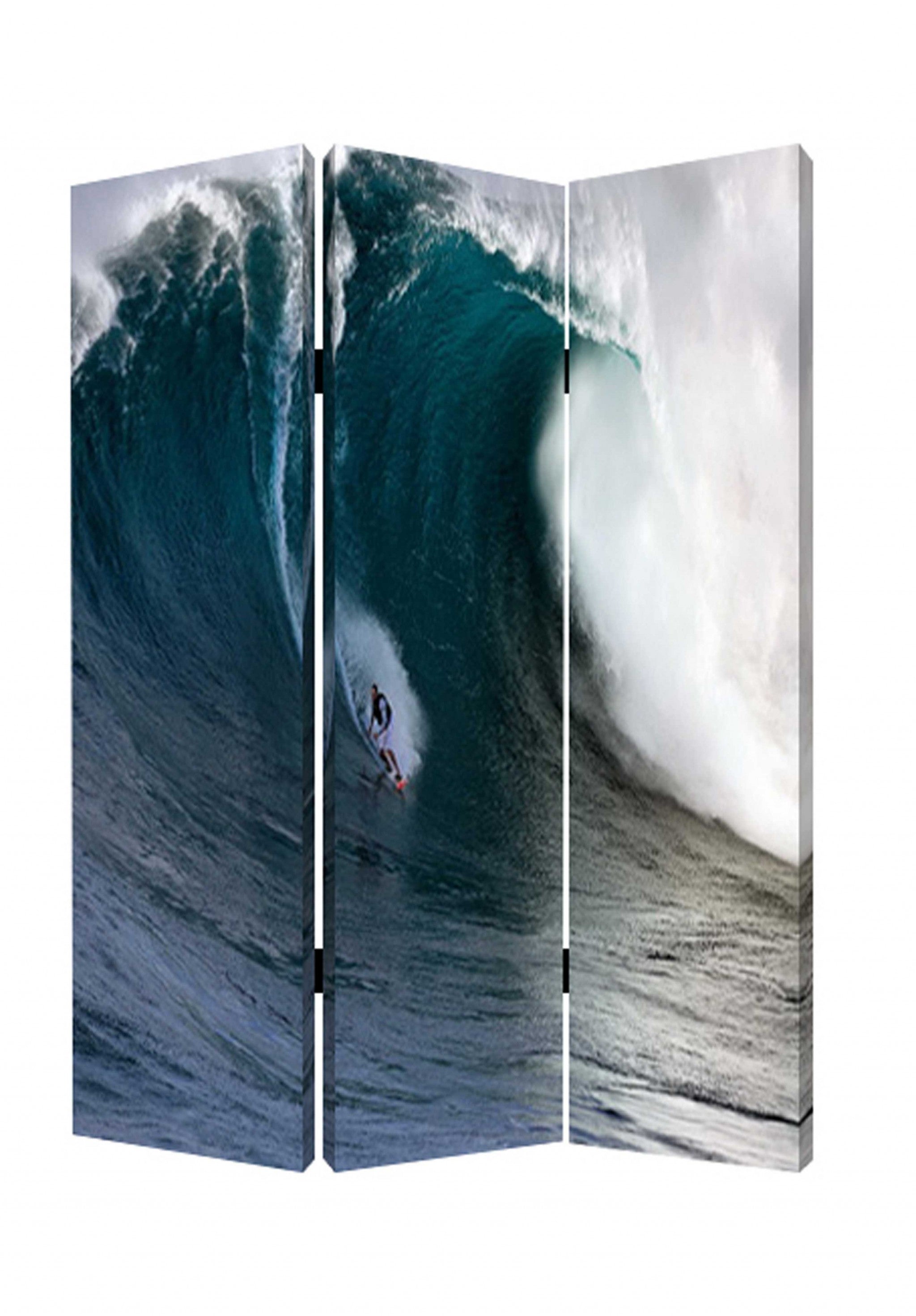 1 X 48 X 72 Multi Color Wood Canvas Wave  Screen