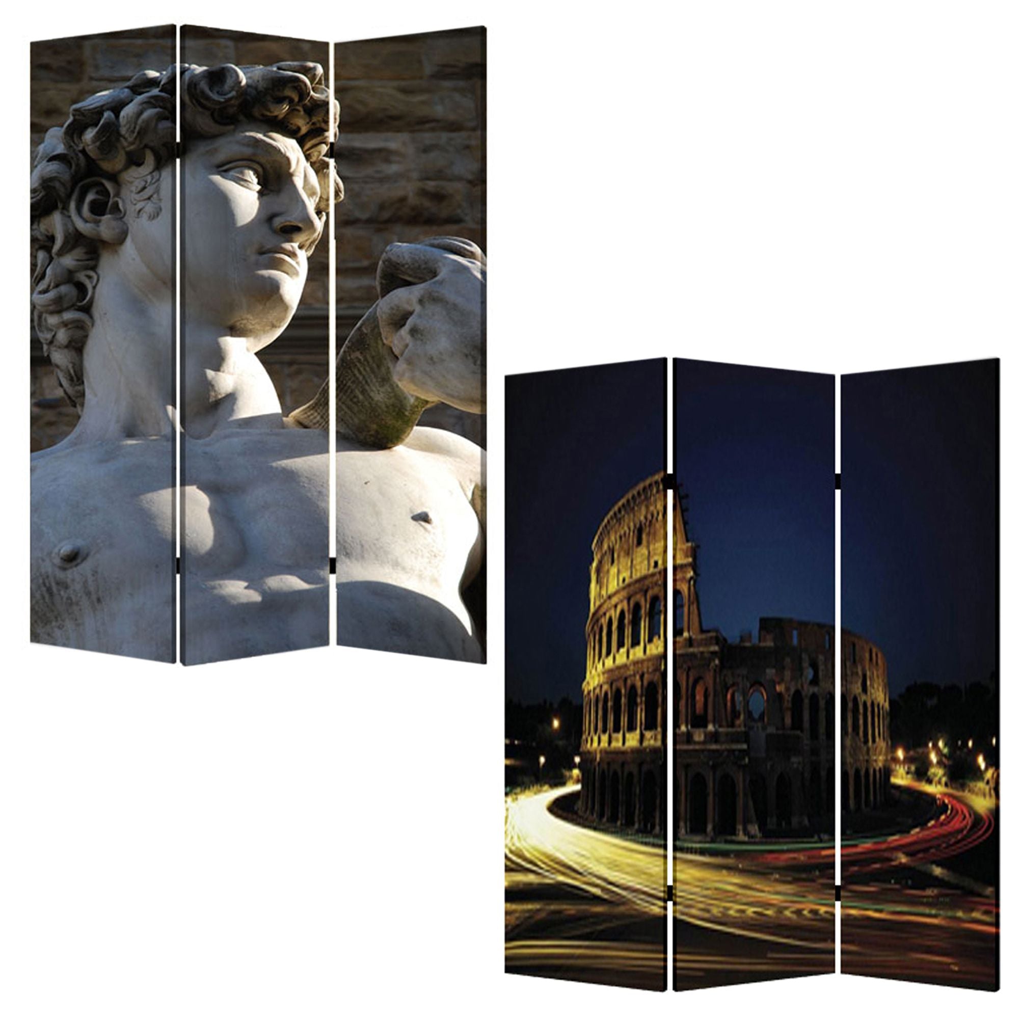 1" X 48" X 72" Multi Color Wood Canvas Rome  Screen