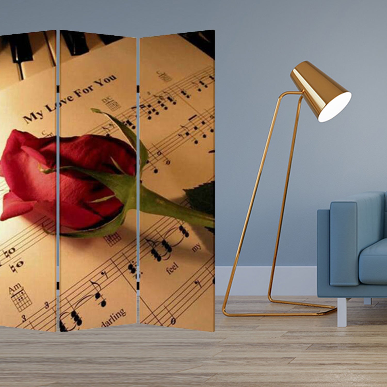 1 X 48 X 72 Multi Color Wood Canvas Music  Screen