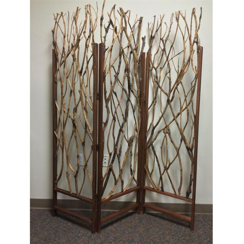 1" X 58" X 70" Brown Wood Tree  Screen