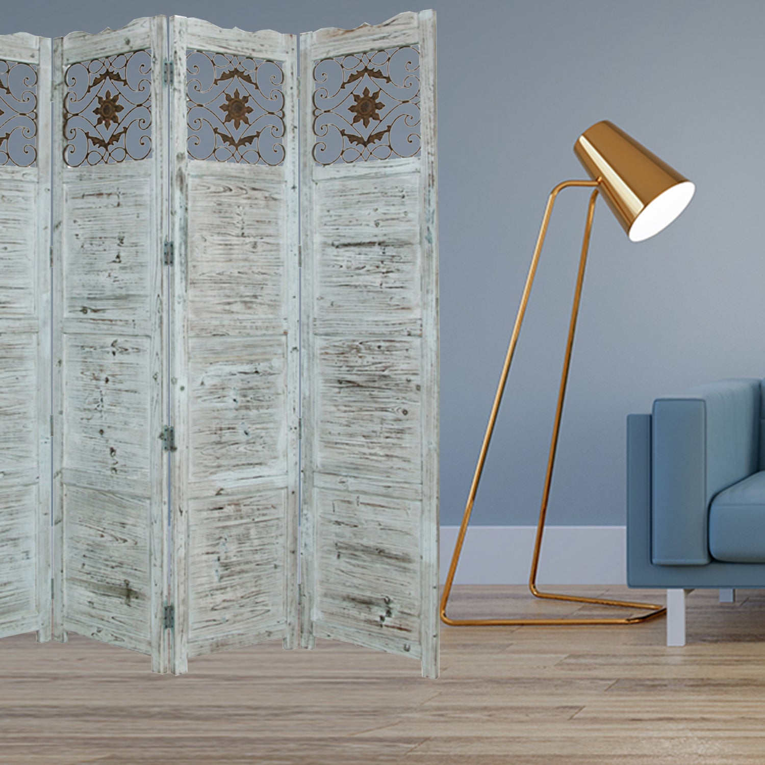 1" X 76" X 84" Blue Wood Screen