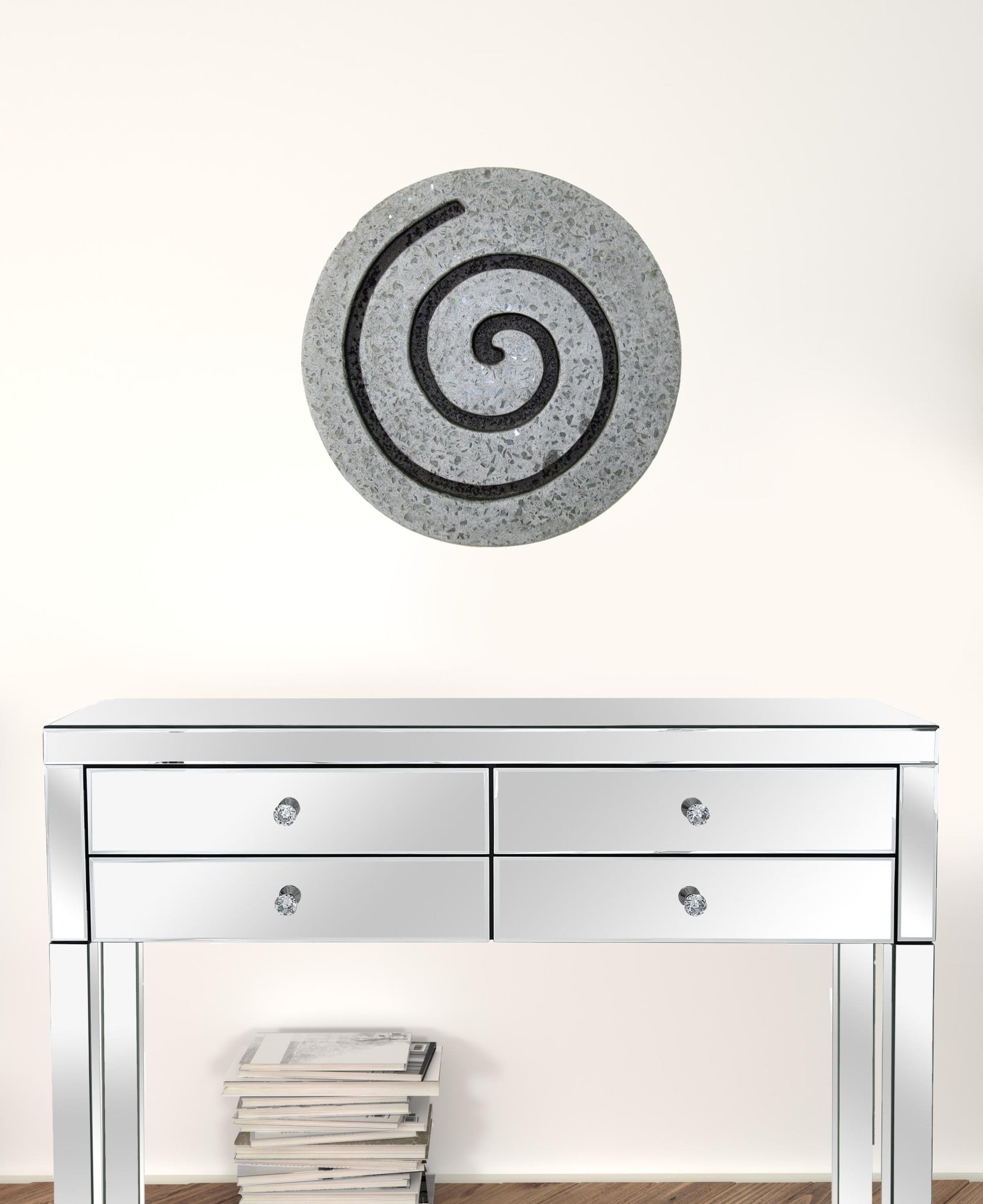 19" Gray Round Modern Spiral Wall Art