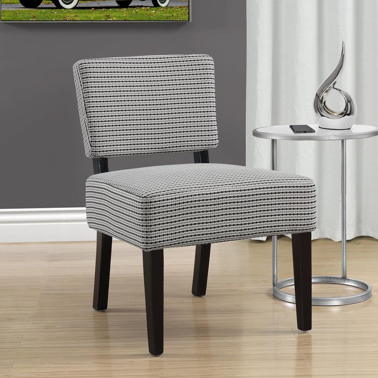 27.5" x 22.75" x 31.5" Light Grey Black Foam Accent Chair with Solid Wood Frame