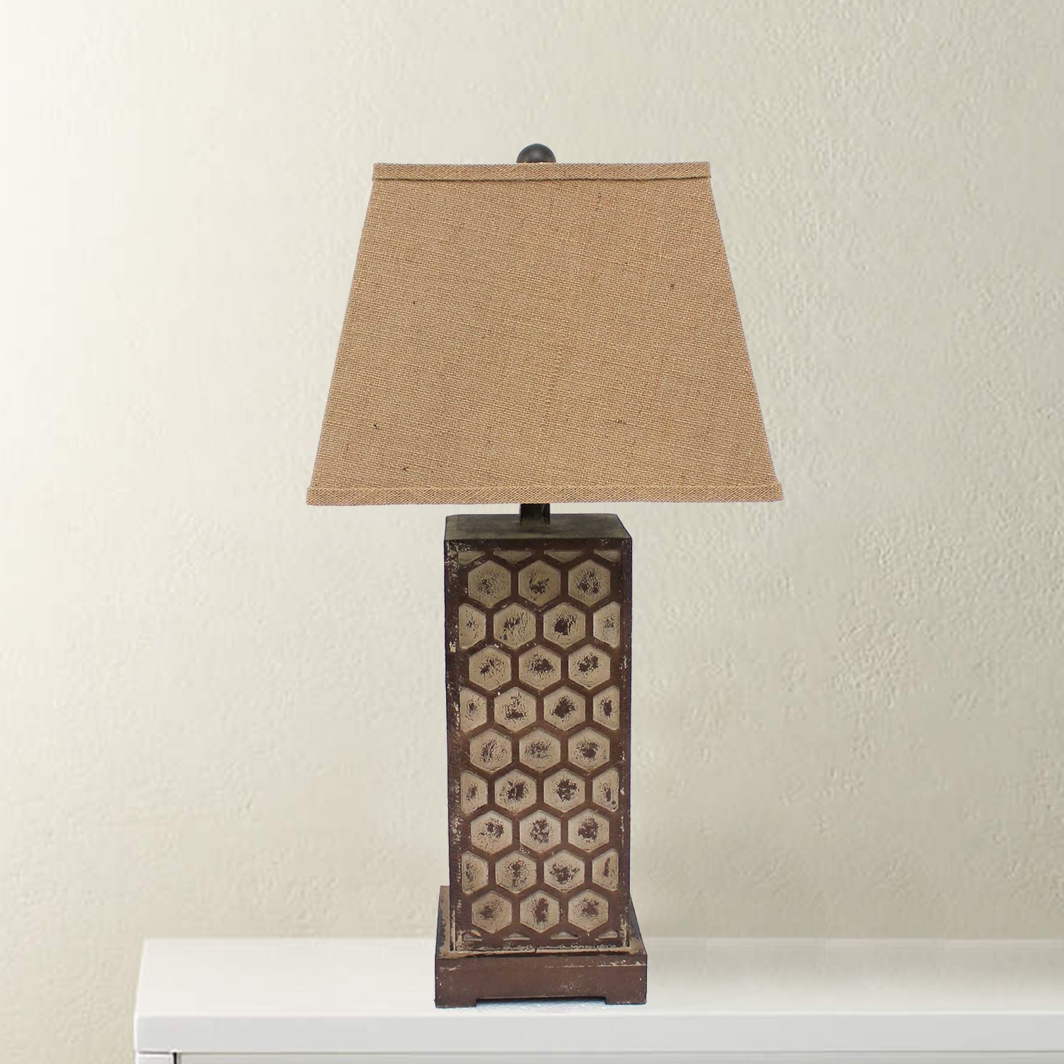 29" Brown Solid Wood Bedside Table Lamp With Brown Shade
