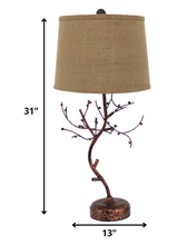 13 X 15 X 31 Bronze Vintage Metal With Elegant Tree Base - Table Lamp
