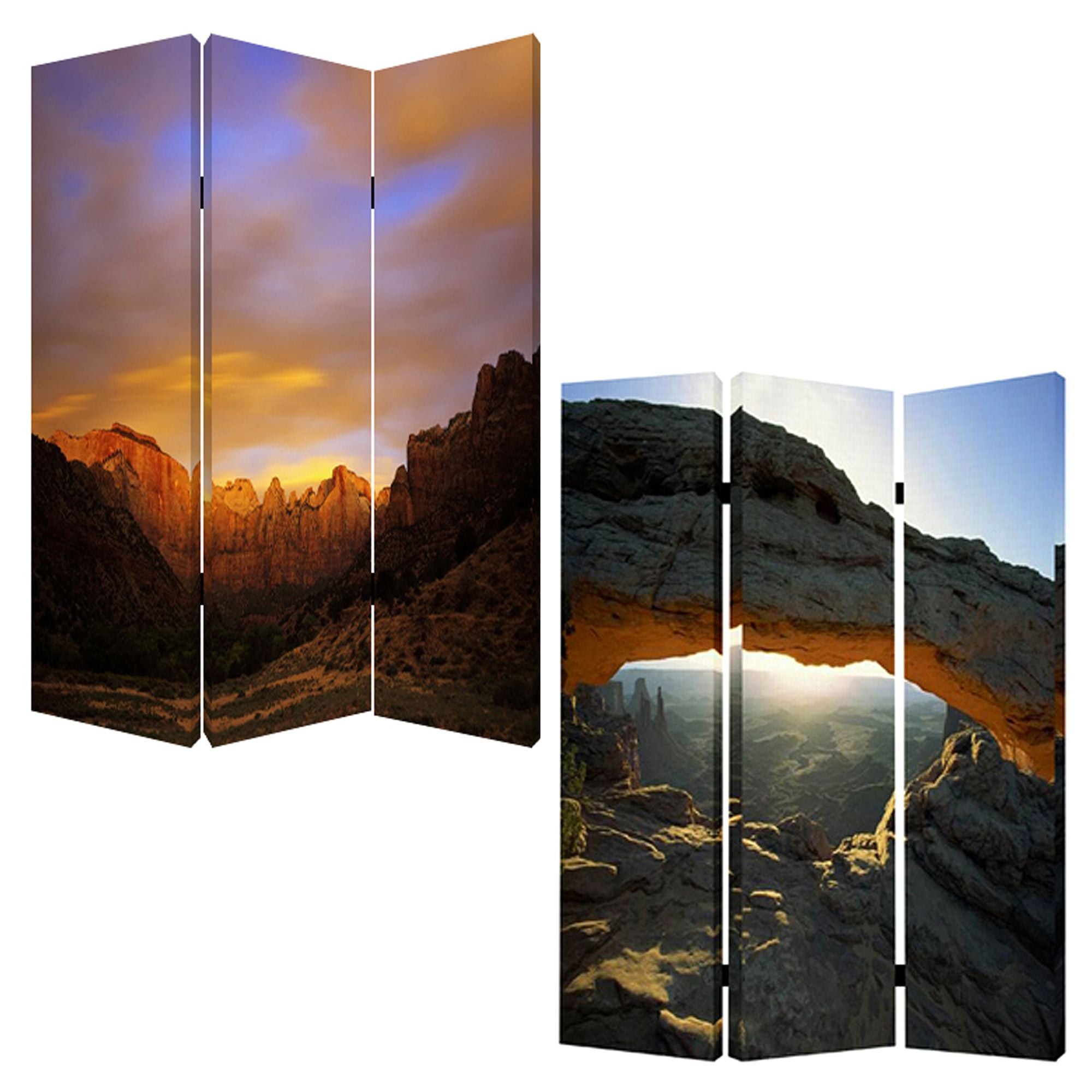 1 X 48 X 72 Multi Color Wood Canvas Desert  Screen
