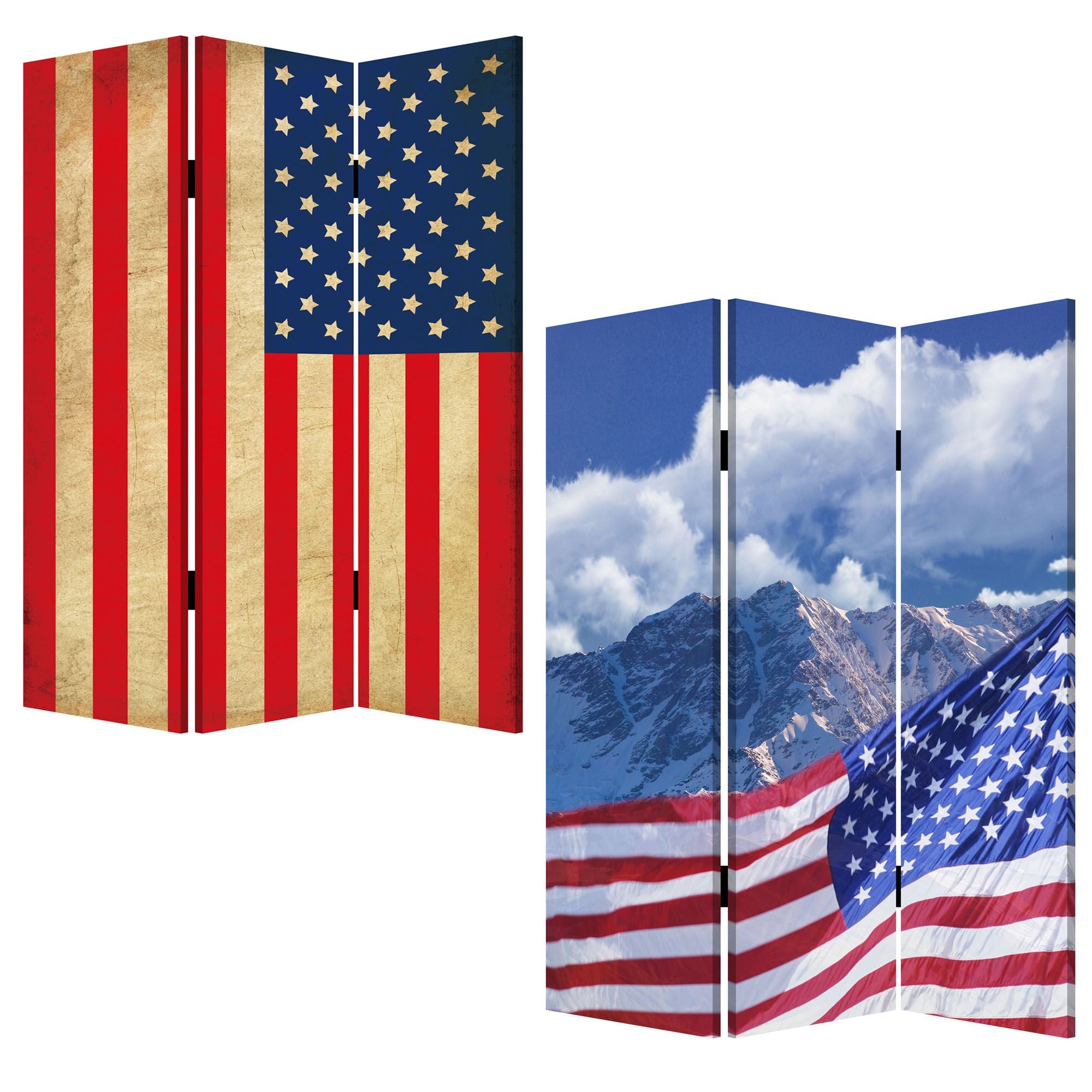 1 X 48 X 72 Multi Color Wood Canvas Model American Flag  Screen