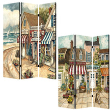 1 X 48 X 72 Multi Color Wood Canvas Seaside Town Slate  Screen