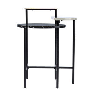 28" Black Manufactured Wood And Iron Free Form End Table With Shelf