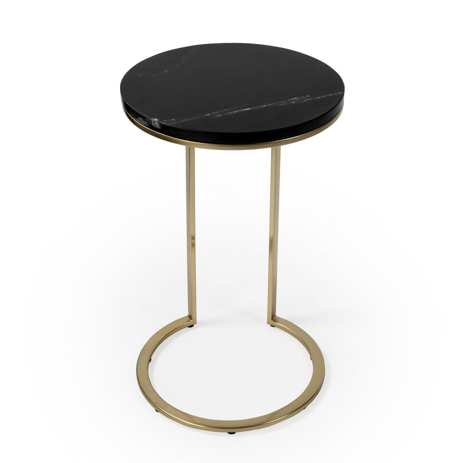 28" Black Marble Round End Table