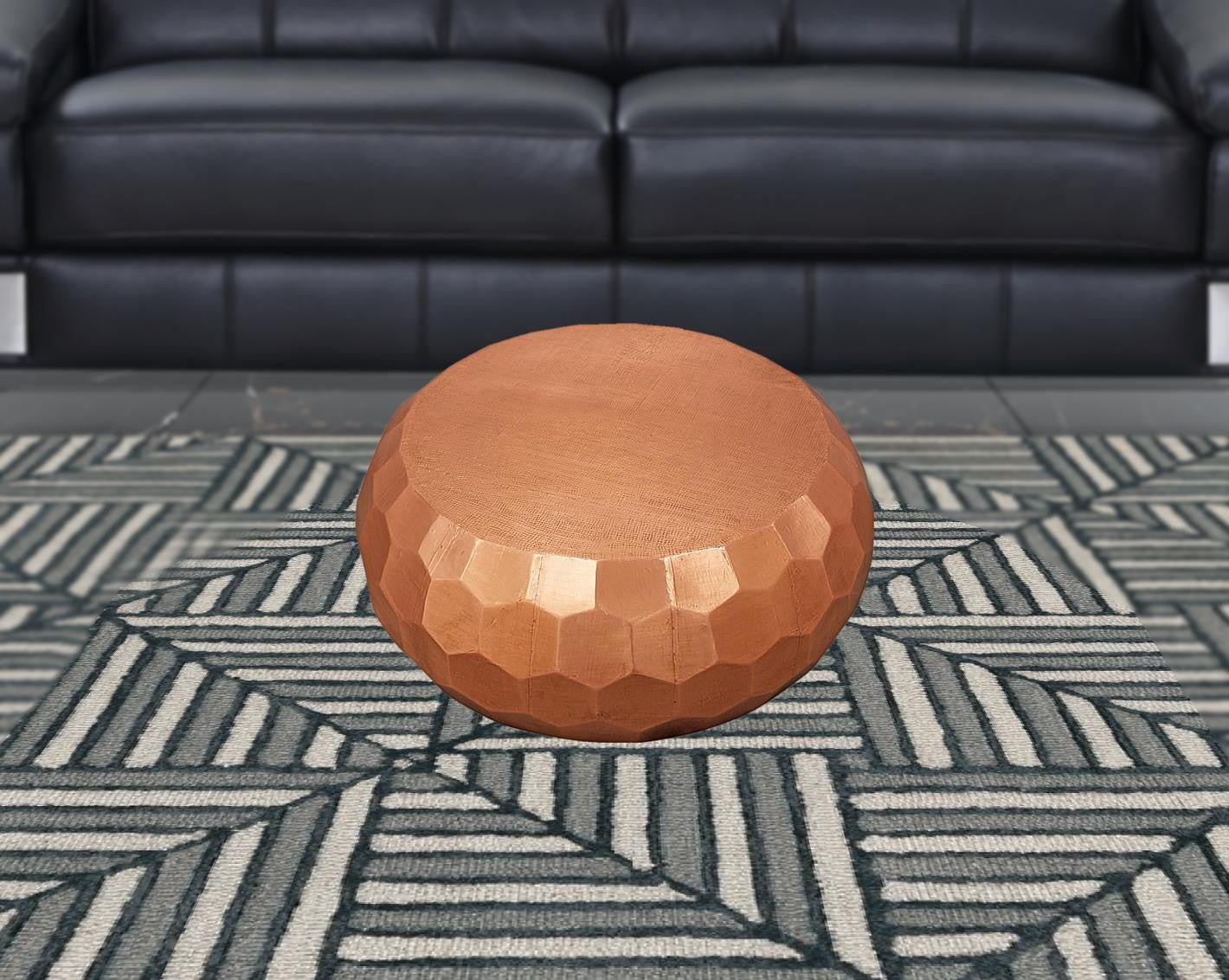 28" Rustic Copper Brass Hexagon Coffee Table