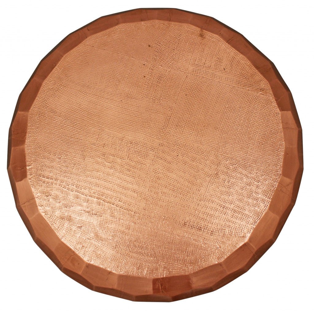 28" Rustic Copper Brass Hexagon Coffee Table