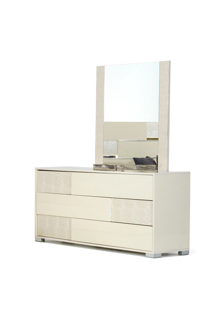 Espejo de vidrio y mdf beige de 41"