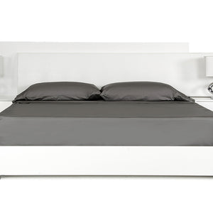 46" White Mdf And Steel Queen Bed