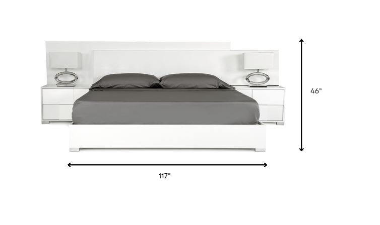46" White Mdf And Steel Queen Bed