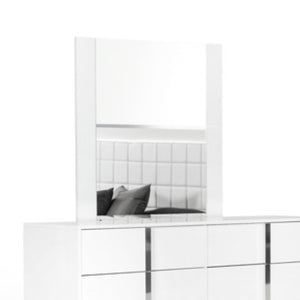 41" White Mdf  Glass  And Veneer Mirror