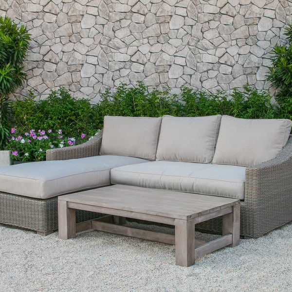 30" Aluminum  Wood  And Rattan Sectional Sofa Set