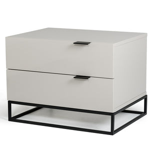 16" Grey Mdf And Metal Nightstand