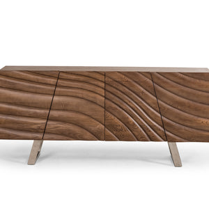 Walnut Wood And Steel Buffet