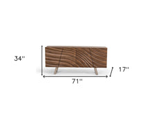 Walnut Wood And Steel Buffet