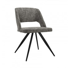 Set Of 2 Modern Grey Fabric Dining Chair With Sleek Black Legs