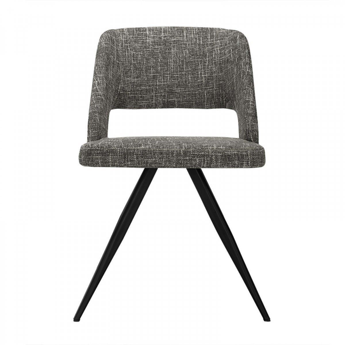Set Of 2 Modern Grey Fabric Dining Chair With Sleek Black Legs