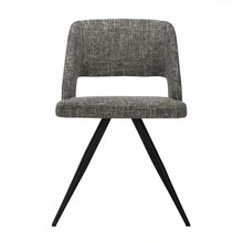 Set Of 2 Modern Grey Fabric Dining Chair With Sleek Black Legs