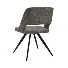 Set Of 2 Modern Grey Fabric Dining Chair With Sleek Black Legs