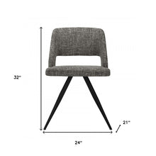 Set Of 2 Modern Grey Fabric Dining Chair With Sleek Black Legs