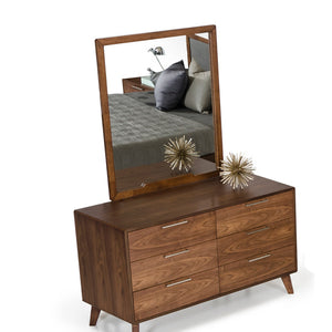 51" Walnut Modern Double Dresser Dresser