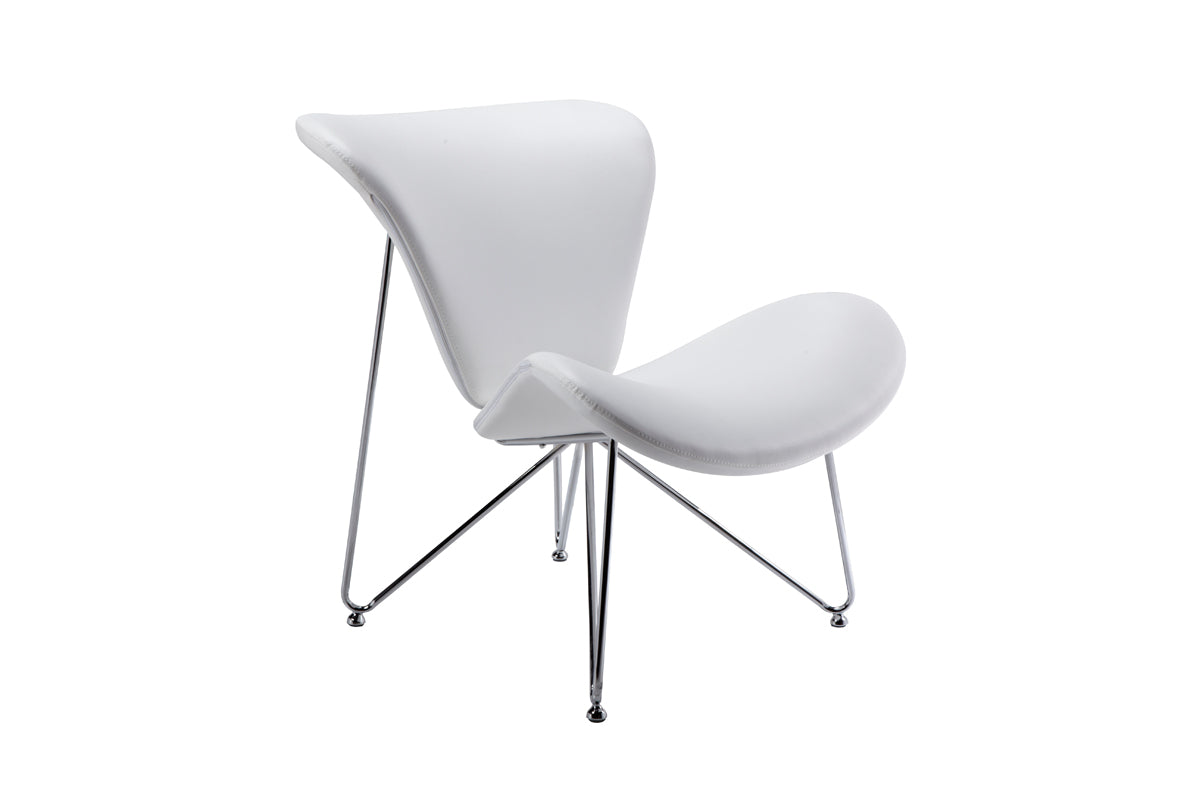 White Fabric And Metal Accent Chair 34"