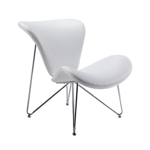 White Fabric And Metal Accent Chair 34"