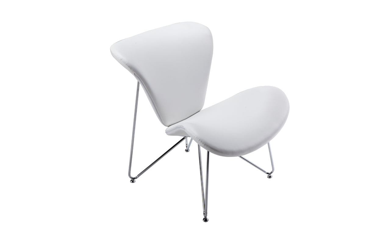 White Fabric And Metal Accent Chair 34"