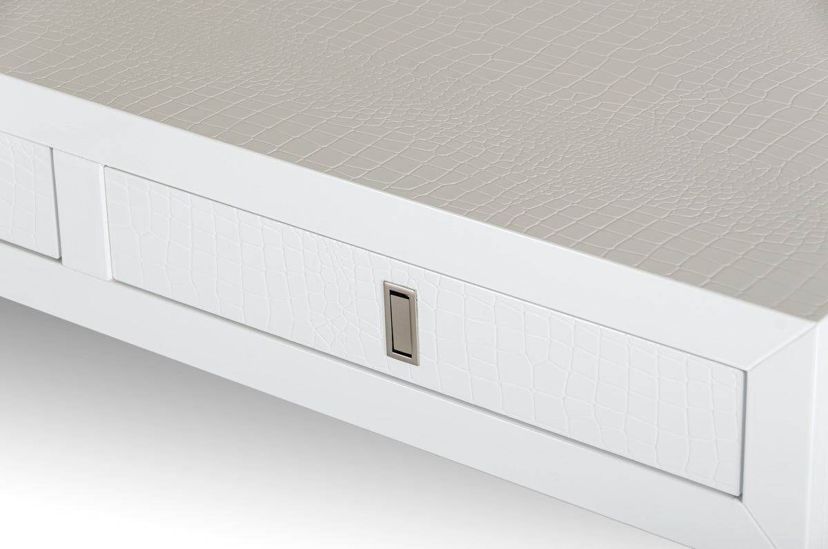 White Crocodile And Steel Desk 21"