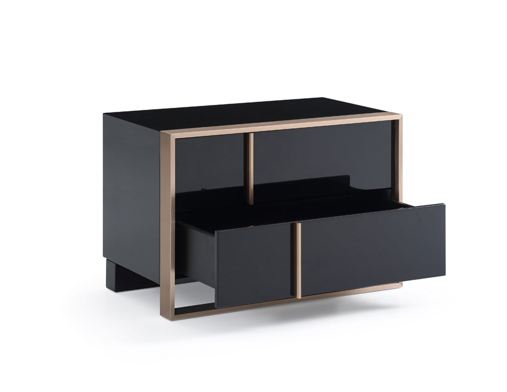 Modern Brushed Black And Bronze Nightstand