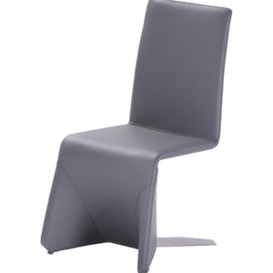 Set Of Two Gray Contemporary Faux Leather Dining Chairs
