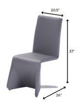 Set Of Two Gray Contemporary Faux Leather Dining Chairs