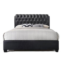 Black Pu Button Tufted King Bed - 90