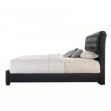 Black Pu Button Tufted King Bed - 90