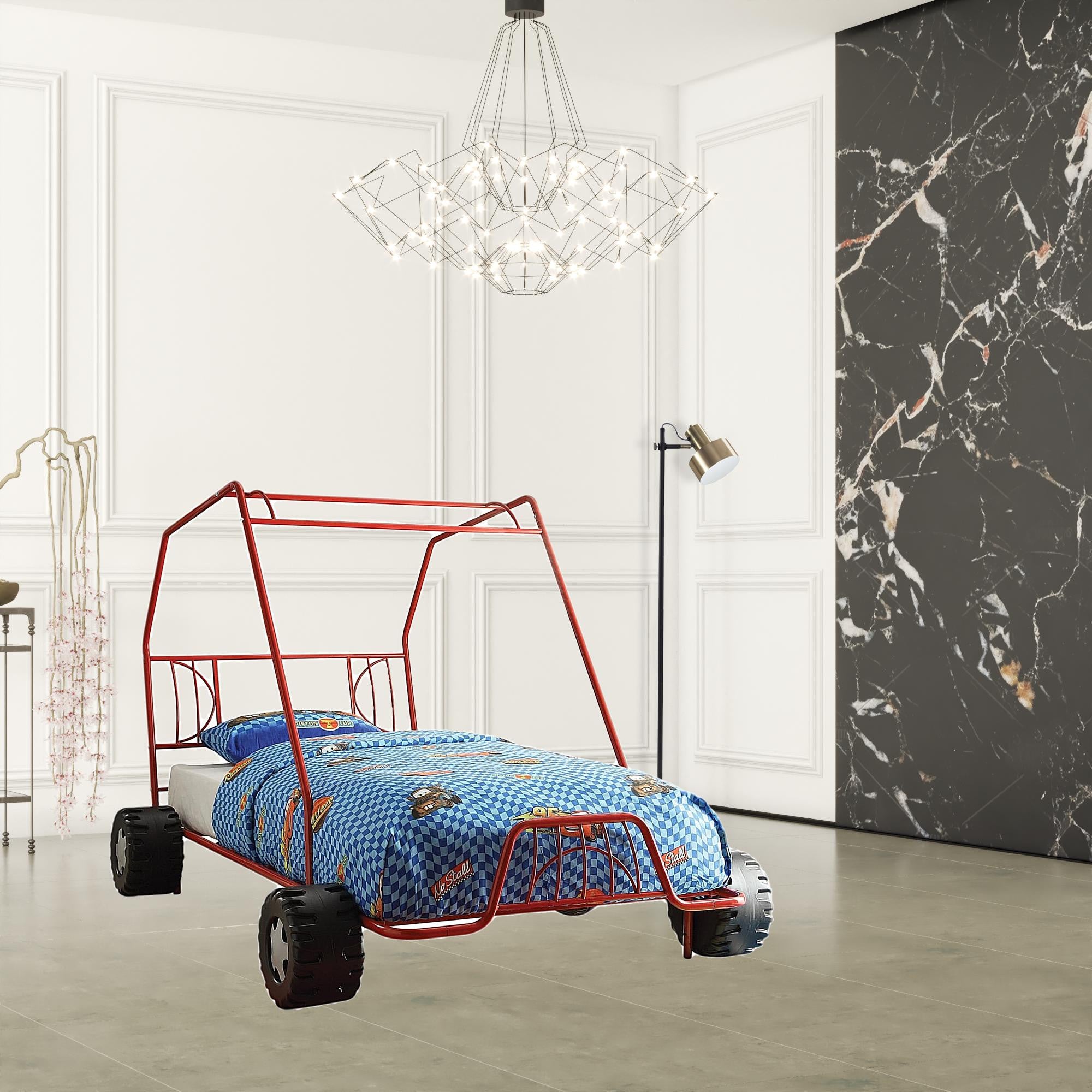 84" X 56" X 51" Twin Gunmetal Go Kart Bed