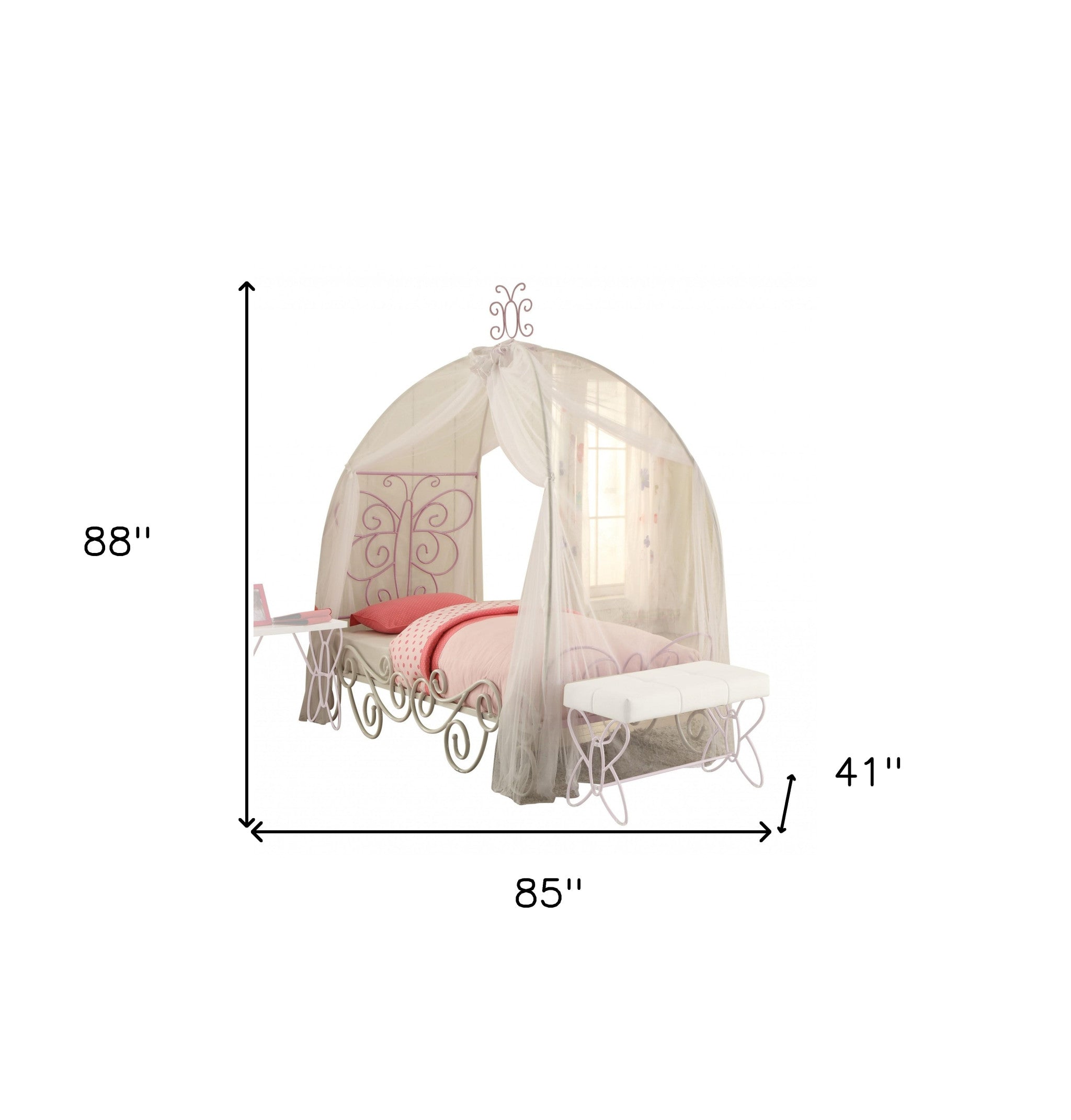 Cama Twin Tufted Morada y Blanca con Colchón