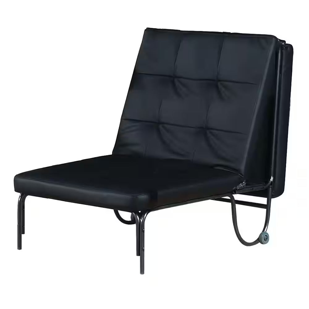 75" X 28" X 11" Silver And Black Metal Tube Futon Adjustable Chair