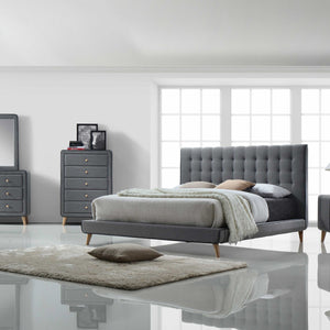 43" X 16" X 34" Light Gray Fabric Dresser