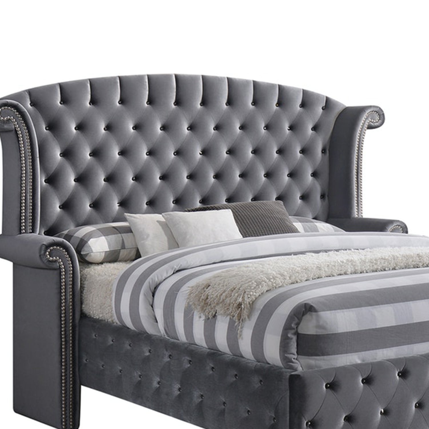 81" X 103" X 66" Gray Velvet King Bed