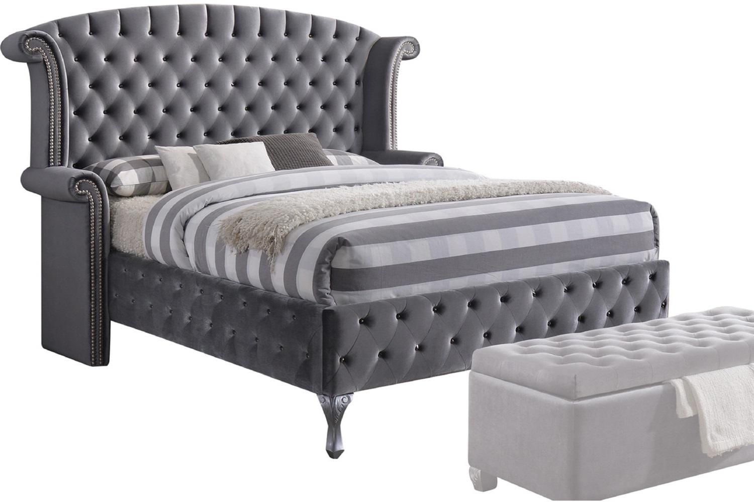 81" X 103" X 66" Gray Velvet King Bed