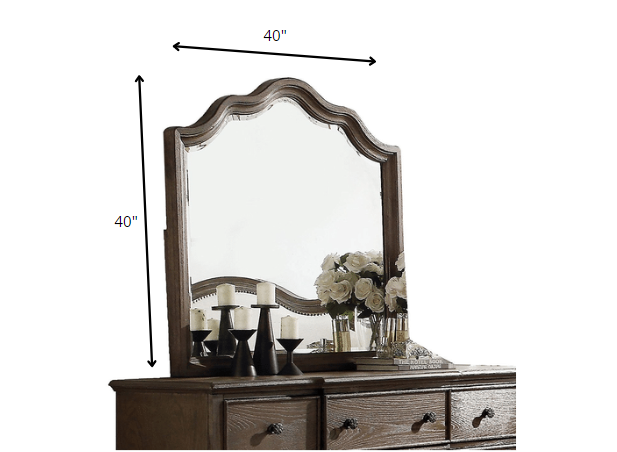 Espejo de pared biselado con acabado gris envejecido