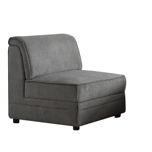 30" X 34" X 33" Gray Velvet Reversible Armless Chair