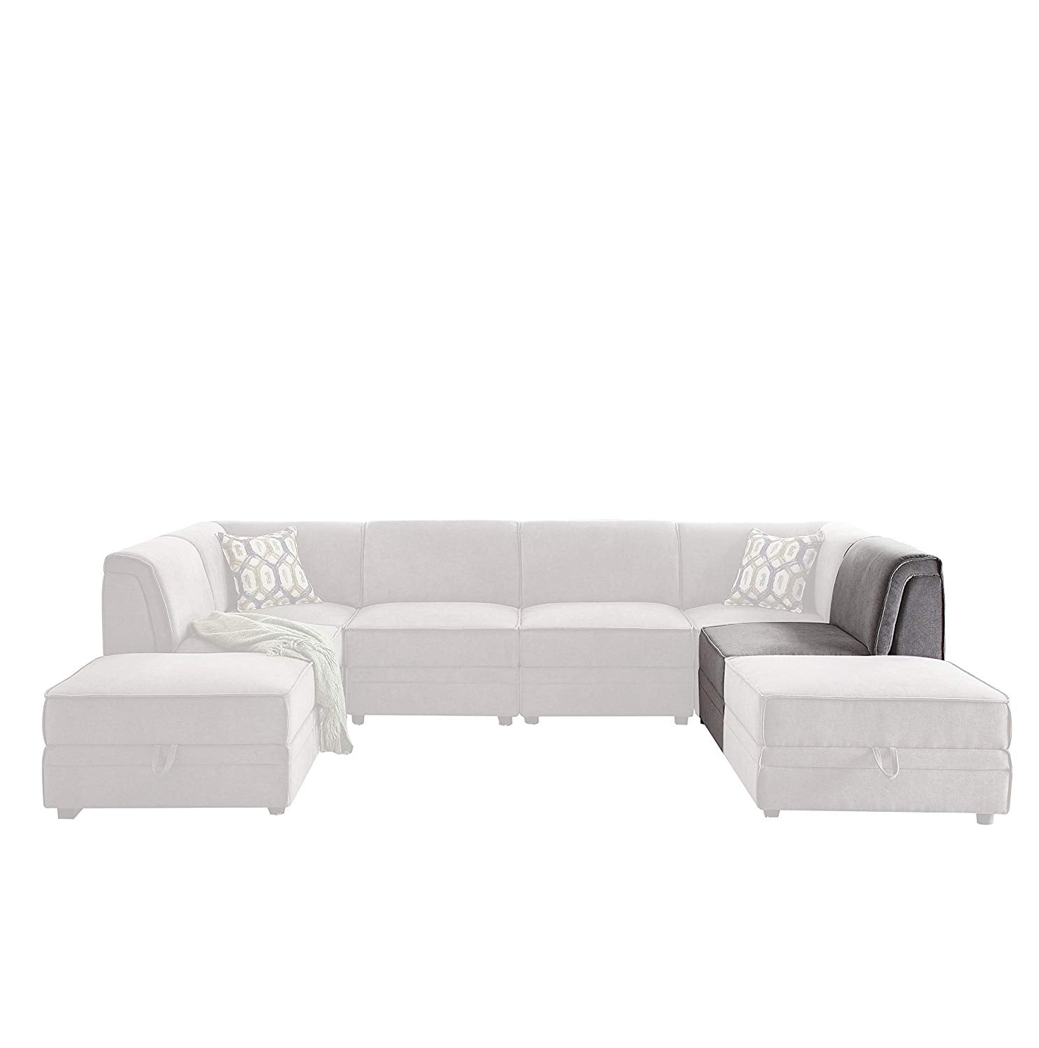 30" X 34" X 33" Gray Velvet Reversible Armless Chair